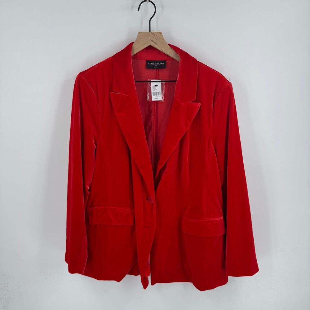 Lane Bryant Red‎ Velvet Blazer NWT Size 22P Holiday Party Jacket Plus Size 22P
